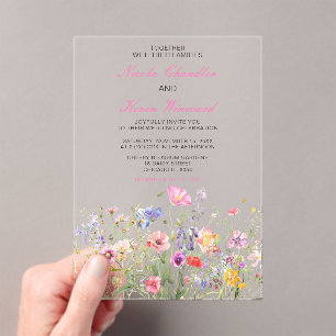 Invitations En Acrylique Mariage floral fleur sauvage Spring