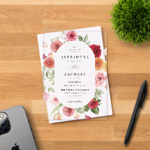 Invitations En Acrylique Mariage Floral multicolore été 2