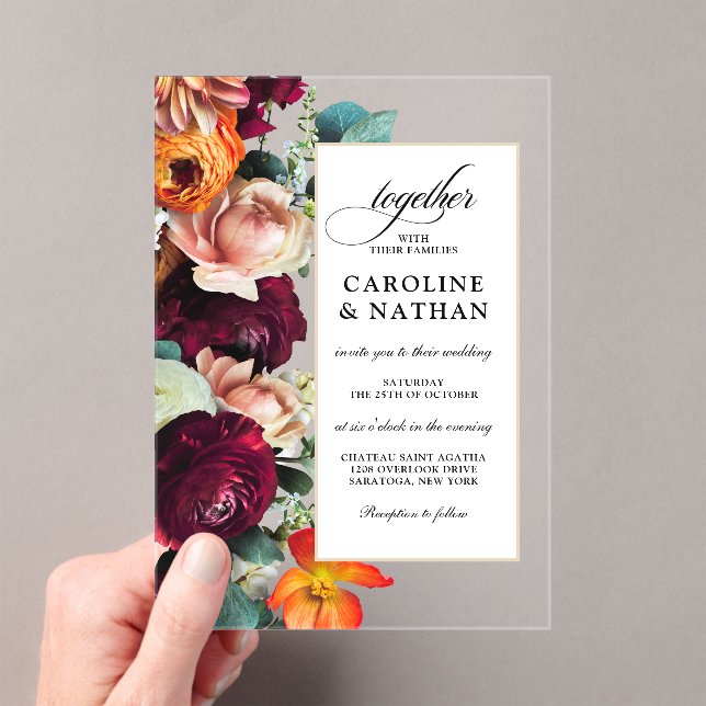 Invitations En Acrylique Mariage floral romantique d'automne frais (In situ (ordinateur de poche))