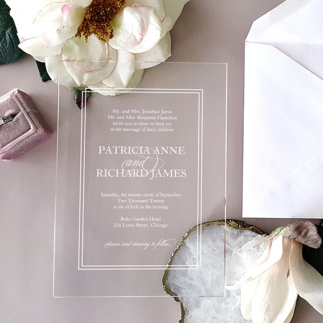 Invitations En Acrylique Mariage Formel Élégant Simple (Créateur téléchargé)
