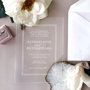 Invitations En Acrylique Mariage formel simple et élégant