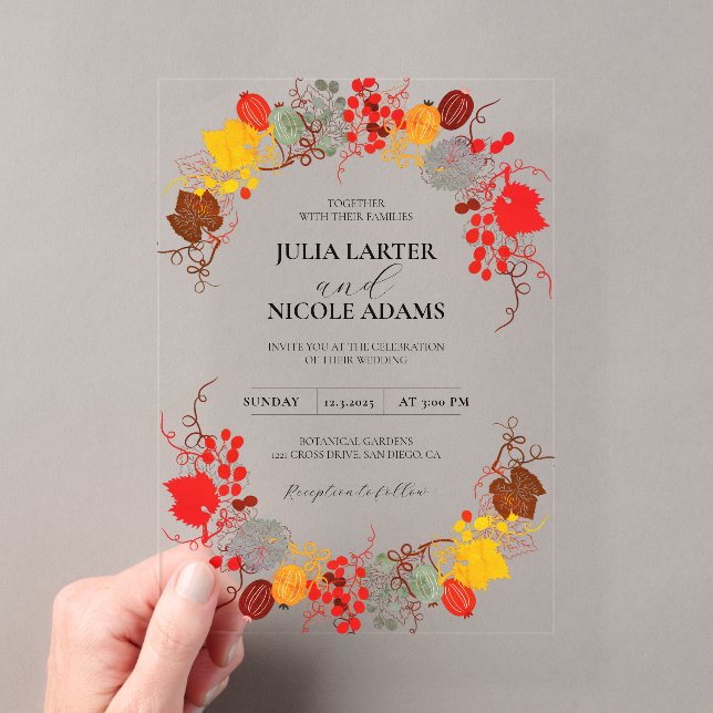 Invitations En Acrylique Mariage Français Kissed Sweet Berry Raisins (In situ (ordinateur de poche))