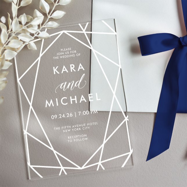 Invitations En Acrylique Mariage géométrique moderne (Créateur téléchargé)