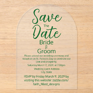 Invitations En Acrylique Mariage givré de la Saint-Patrick Classique Simple