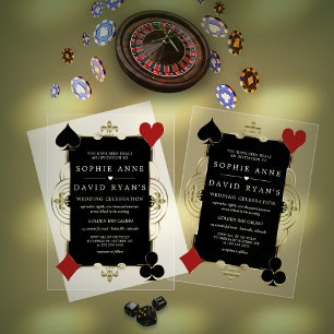 Invitations En Acrylique Mariage Gold Art Déco Casino Las Vegas Poker