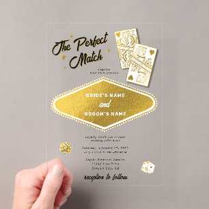 Invitations En Acrylique Mariage Gold de Correspondance Parfaite de Destina