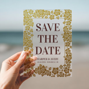 Invitations En Acrylique Mariage Hawaii Enregistrer La Date