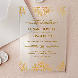 Invitations En Acrylique Mariage indien mandala marron ethnique