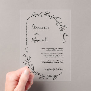 Invitations En Acrylique Mariage Laurel Wreath