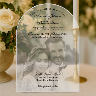 Invitations En Acrylique Mariage Luxueux Moderne Photo Noir & Blanc