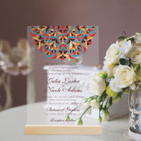 Mariage mandala floral fantaisiste orange sarcelle