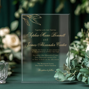 Invitations En Acrylique Mariage minimaliste botanique élégant avec feuille