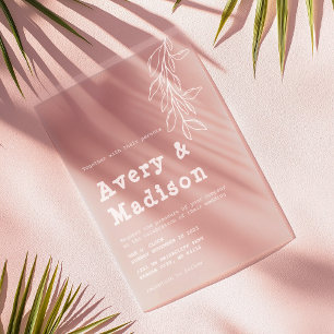 Invitations En Acrylique Mariage minimaliste de machine à écrire blanche