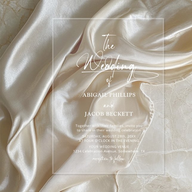 Invitations En Acrylique Mariage minimaliste élégant (Créateur téléchargé)