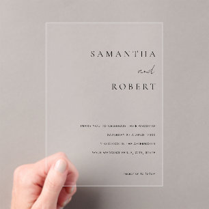 Invitations En Acrylique Mariage minimaliste moderne