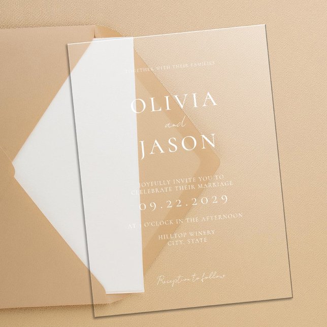 Invitations En Acrylique Mariage minimaliste moderne (Créateur téléchargé)
