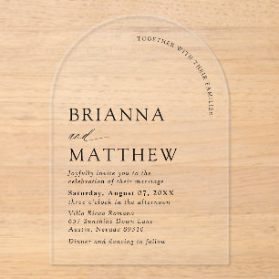 Invitations En Acrylique Mariage minimaliste noir & blanc moderne Arch