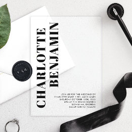 Invitations En Acrylique Mariage Minimaliste Noir Moderne et Audacieux