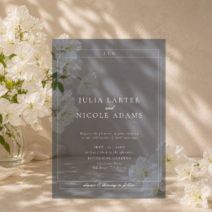 Invitations En Acrylique Mariage minimaliste simple bleu ivoire classique