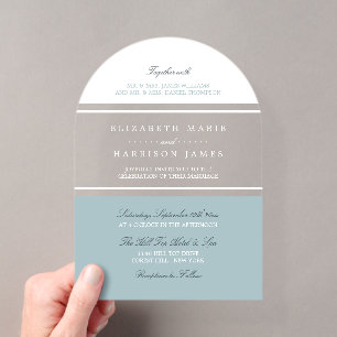 Invitations En Acrylique Mariage Moderne Bleu Oeuf de Canard
