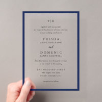 Mariage Moderne Élégant Bleu Nuit Monogramme
