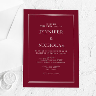 Invitations En Acrylique Mariage Moderne Élégant Formel Rouge Bourgogne