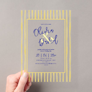 Invitations En Acrylique Mariage moderne en Italie avec rayures écrites à l