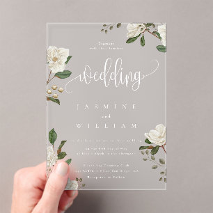 Invitations En Acrylique Mariage moderne Magnolia
