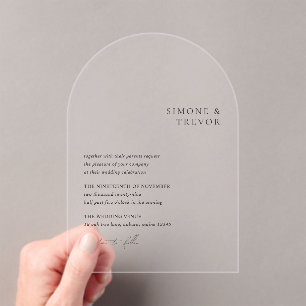 Invitations En Acrylique Mariage moderne minimaliste Simone