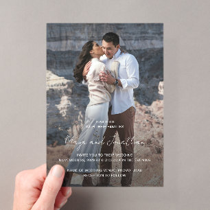Invitations En Acrylique Mariage Moderne Photo Élégant