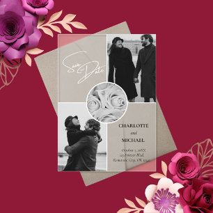 Invitations En Acrylique Mariage Moderne Photo Noir & Blanc Save The Date