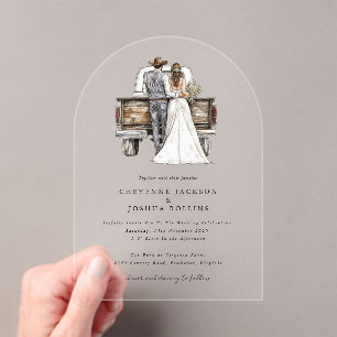 Invitations En Acrylique Mariage Moderne Rustique Occidental Mariée Marié