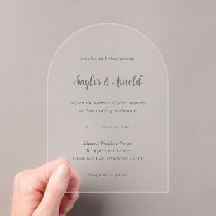 Invitations En Acrylique Mariage moderne Saylor