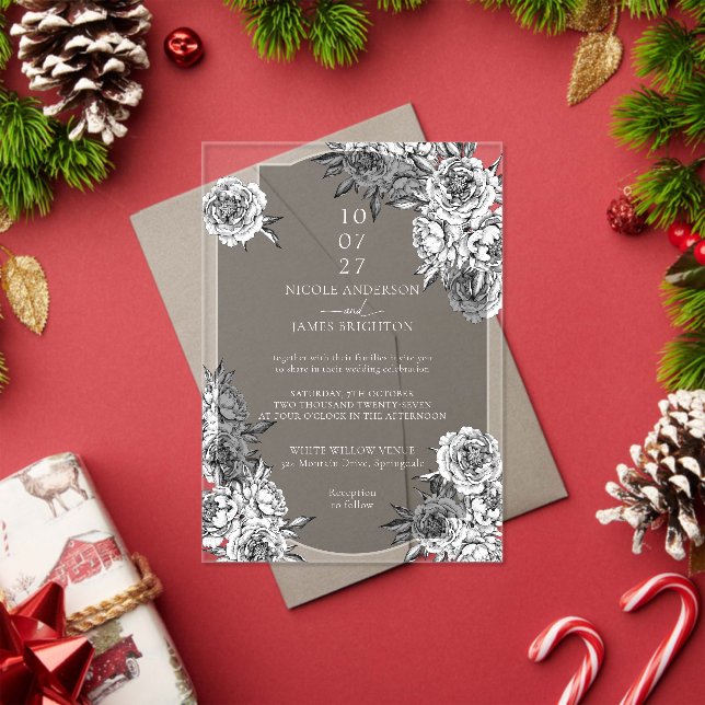 Invitations En Acrylique Mariage moderne simple noir et blanc (Insitu (vacances))