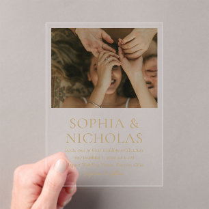 Invitations En Acrylique Mariage moderne Sophia Gold