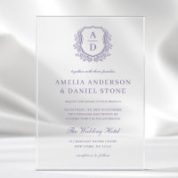 Mariage Monogramme Crête Florale Violet Lavande