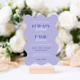 Invitations En Acrylique Mariage Monogramme de la saint  de la lavande bleu