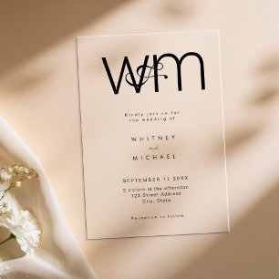 Invitations En Acrylique Mariage Monogramme minimal moderne