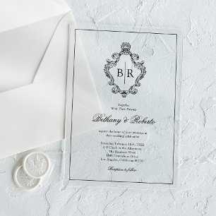 Invitations En Acrylique Mariage Monogramme Vintage Rococo