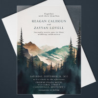Mariage Montagnes Aquarelles Et Forêt De Pins
