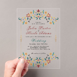 Invitations En Acrylique Mariage Motif classique complexe de géométrie vint