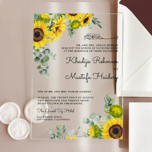Invitations En Acrylique Mariage Musulman Islamique au thème de l'eucalyptu