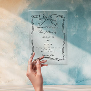 Invitations En Acrylique Mariage noir clair à main