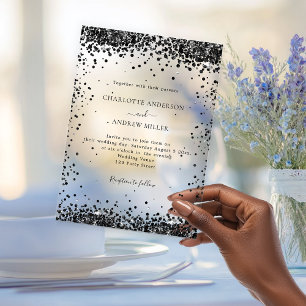 Invitations En Acrylique Mariage noir clair du soir