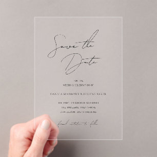 Invitations En Acrylique Mariage noir et blanc classique Enregistrer la dat