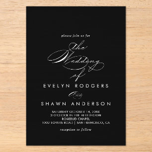 Invitations En Acrylique Mariage noir minimaliste espagnol