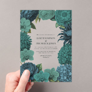 Invitations En Acrylique Mariage Ocean Émeraude, Lagune Profonde & Teal de