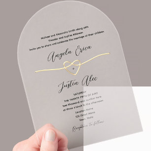 Invitations En Acrylique Mariage or élégant moderne