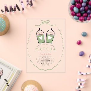 Invitations En Acrylique Mariage Parfait Matcha Kawaii Cadre en Forme de Bo