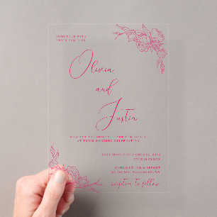 Invitations En Acrylique Mariage Peony Elegance